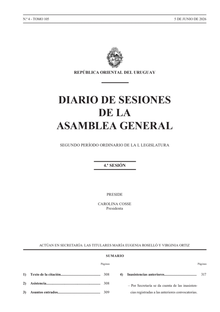 DIARIO DE SESIONES DE LA ASAMBLEA GENERAL del 05/06/2026